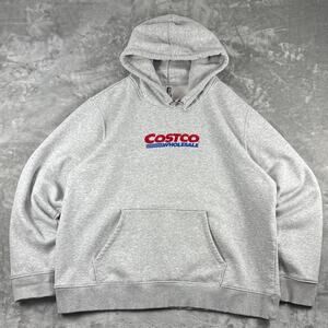 Kirkland Signature Costco Hoodie Mens XL Gray Embroidered Logo Pullover